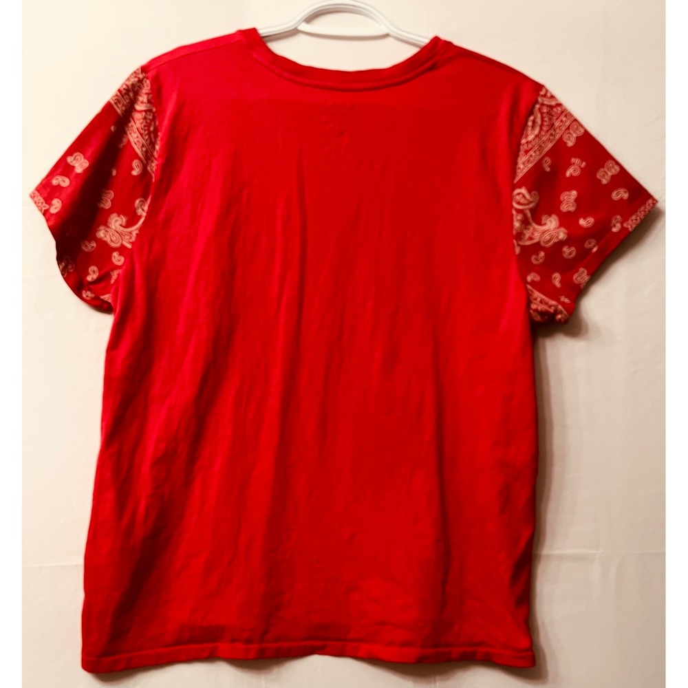 Polo Ralph Lauren Red Bandana Paisley Sleeve Pocket Tee Crewneck - Picture 2 of 11